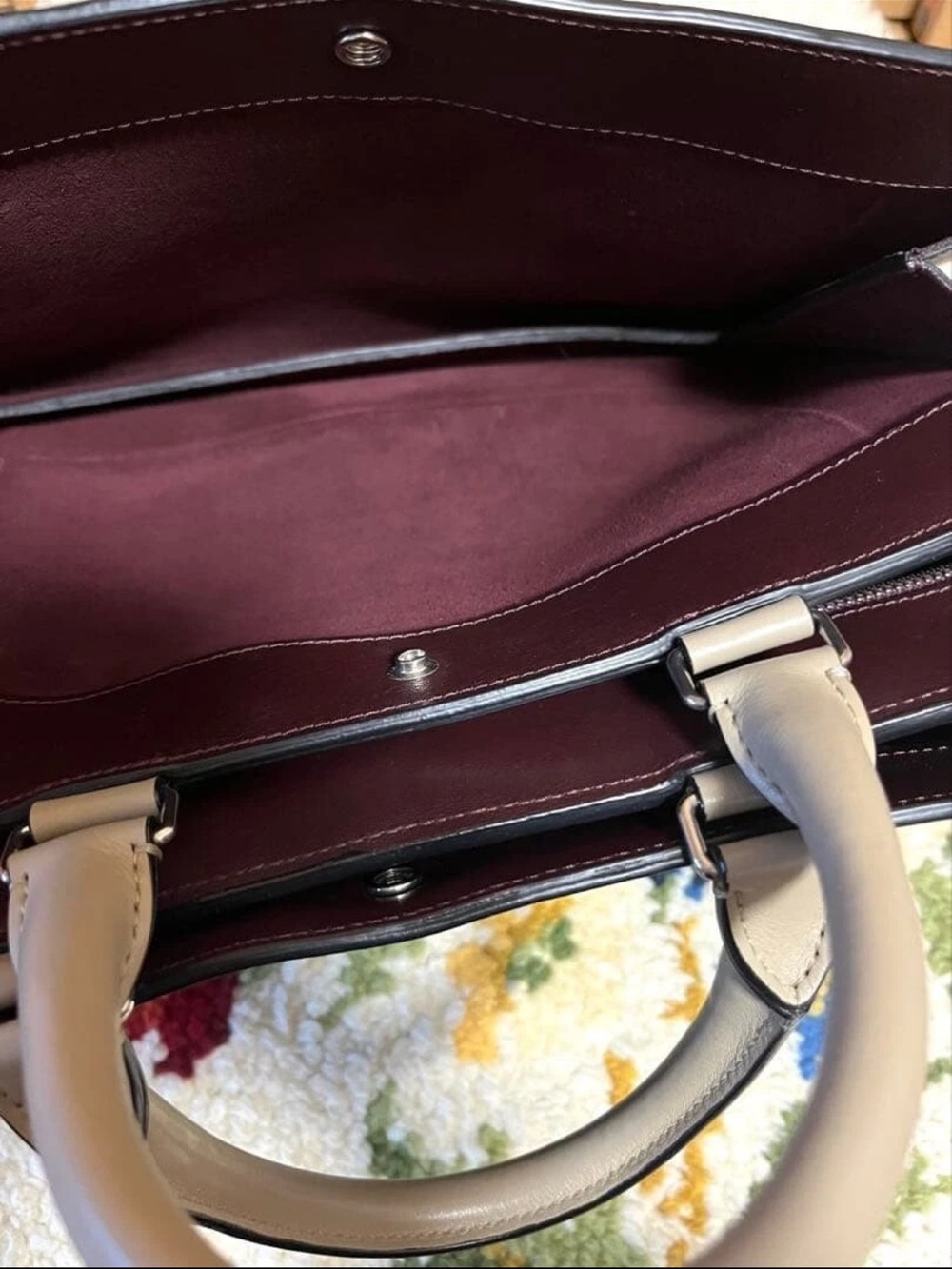 Mulberry Navy Leather Satchel with Brown Strap and Cream Handles - Picture 8 of 12